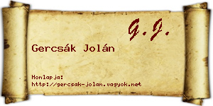 Gercsák Jolán névjegykártya